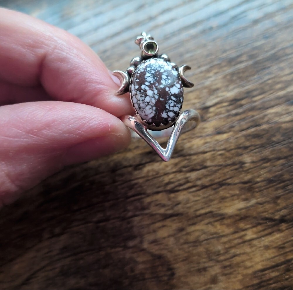 Silver Wild Horse Jasper Stone Ring - Picture 12 of 14